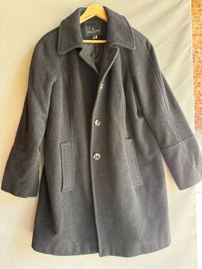 London Fog Men's Charcoal Wool Blend Overcoat XL